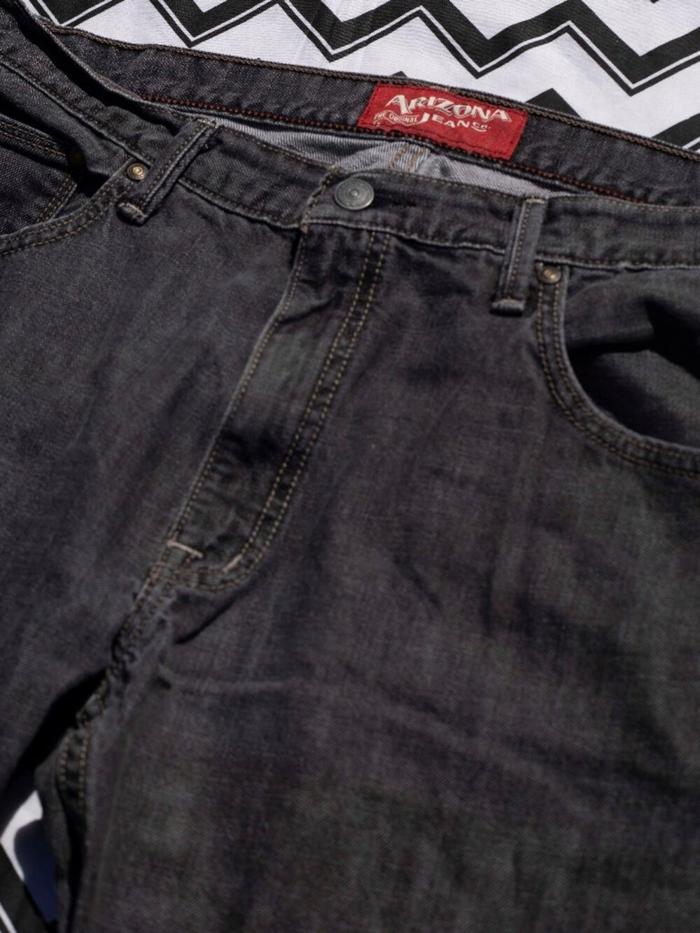 -36 x 30- ARIZONA Black Denim Jeans | 100% Cotton Original Straight Fit | Mens